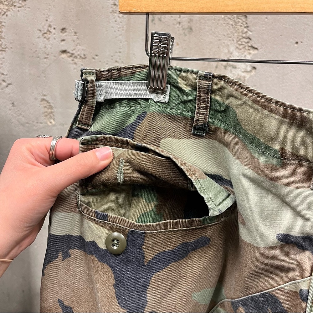 Y2K Military Issued Camo Baggy Cargo Adjustable Canvas Pants Large Regular 38x31 - Picture 5 of 6
